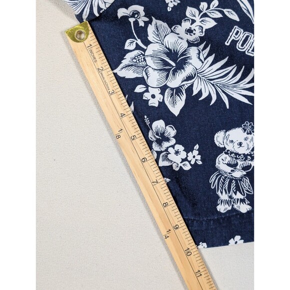 Polo Ralph Lauren Men 38 Relaxed Fit Hawaiian Bear Aloha Print Chino Shorts Navy - Picture 10 of 10